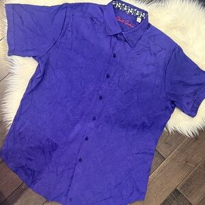 Robert Graham Men’s Purple Paisley Short Sleeve Shirt - Classic Fit - M